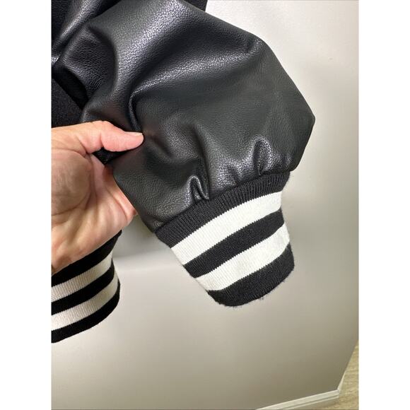 FOREVER 21 x Hello Kitty Striped Black Red Moto Varsity Jacket Small Varsity - Picture 10 of 12